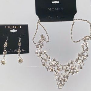 Monet Pearl necklace and earing set